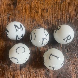🔴5 glass alphabet balls- home decor